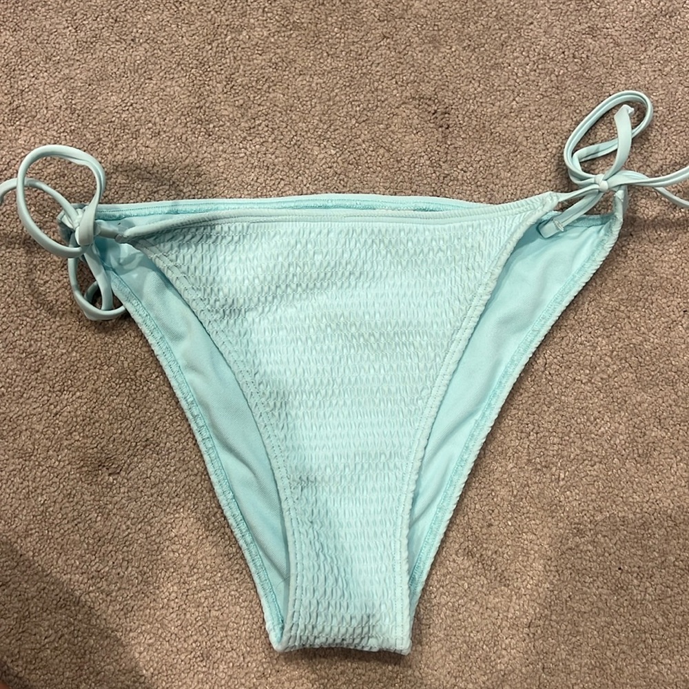 Hollister smocked tie waist blue bikini bottoms